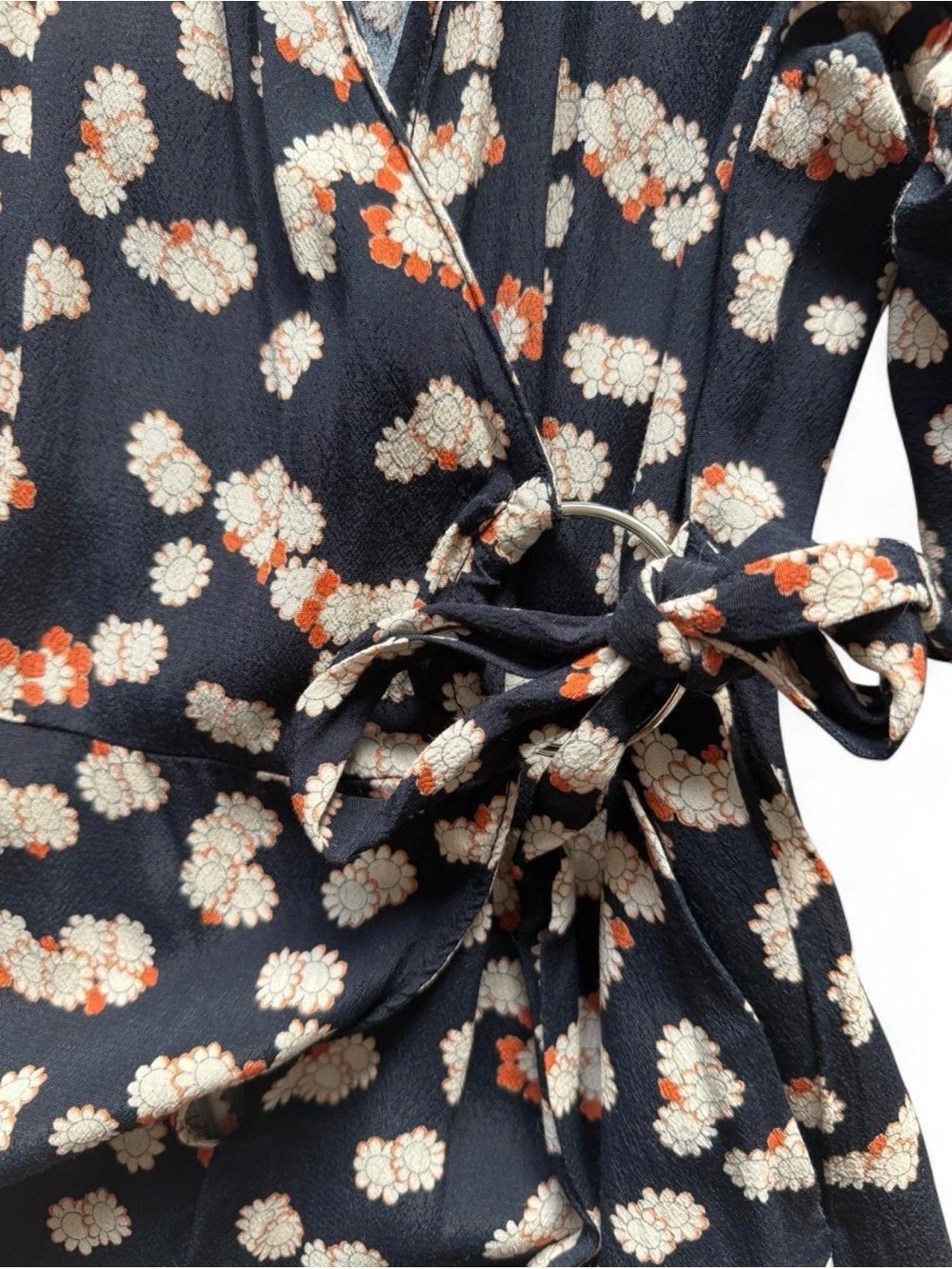 Zara Navy Wrap Tunic with Cream & Rust Floral Print - Picture 4 of 4